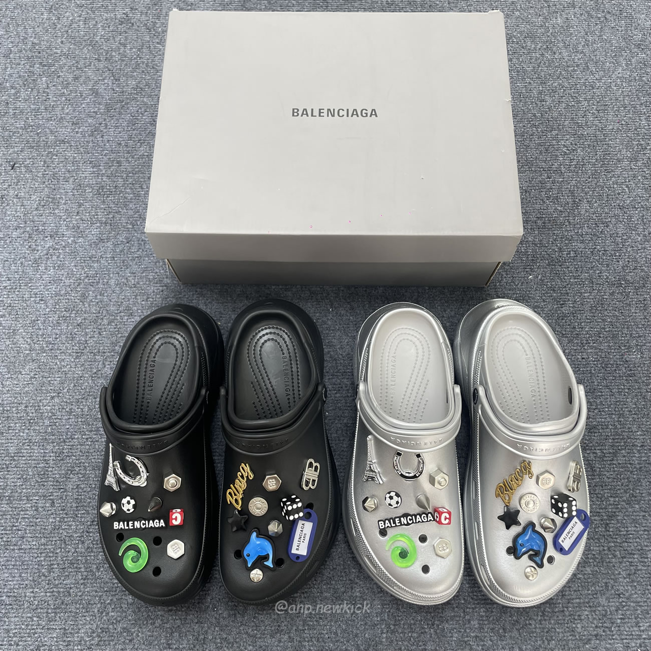 Balenciaga X Crocs Mule Black Silvery Multicolor Jibbitz Womens 720762 W0fow 1000 (9) - www.newkick.vip